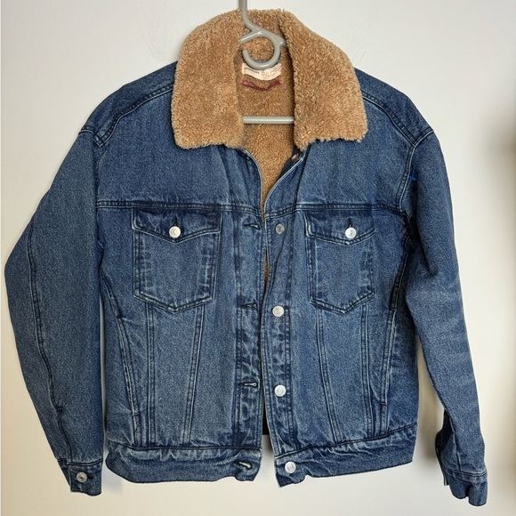 ANTHRO PILCRO Sherpa trimmed denim jacket XS - Picture 4 of 12